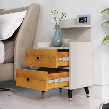 Bed Side Table for Bedroom, Bookcase Nightstand Side End Table for Bedroom