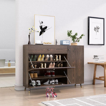 Engineered Wood Shoe Rack for Home with Metal Legs Strong, Sturdy and Stylish