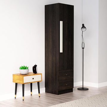 Wooden Almirah for Clothes, Door for Bedroom, 1 Door Wardrobe with 2 Drawer & Hanging Space