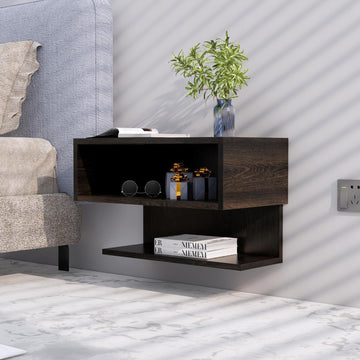 Wall Mount Bed Side Table for Bedroom, Small Side Table, Nightstand, End Table with Metal Legs for Bedroom, Sofa Side for Living Room