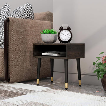 Bed Side Table with 1 Drawer, Nightstand, Metal Legs, Bedside Table for Bedrooms