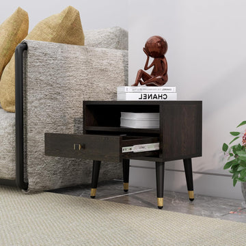 Bed Side Table for Bedroom with 1-Drawer, Bookcase Nightstand Side End Table for Bedroom