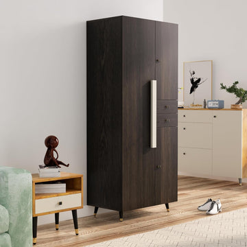 Wooden Almirah for Clothes, Door for Bedroom, 2 Door Wardrobe with Drawer & Hanging Space