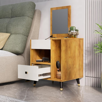 Engineered Wood Dressing Table with 1 Drawer, Mirror and Huge Storage Space | Vanity for Living Room, Bedroom.