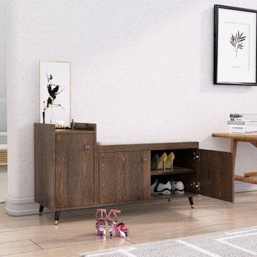 Engineered Wood Shoe Rack For Home With Metal Legs Strong, Sturdy and Stylish | Moisture & Termite Resistant - HXDR101FW