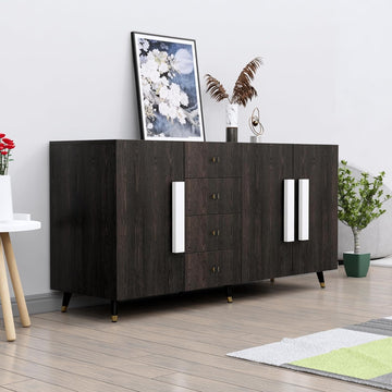 Multipurpose Storage Cabinet for Living Room, Kitchen, Office, Sideboard Cabinet with 4 Drawer and 3 Door Storage
