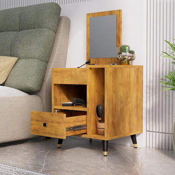 Engineered Wood Dressing Table with 1 Drawer, Mirror and Huge Storage Space | Vanity for Living Room, Bedroom.