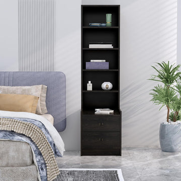 Bed Side Table with 2-Drawer, Nightstand, Metal Legs, Bedside Table for Bedrooms, Sofa Side for Living Room
