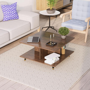 Wooden Coffee Table, Tea Table, Centre Table, European Quality Engineered Wood | Ideal for Home, Lounge Decor with Metal Legs