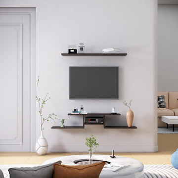 TV Unit for Living Room, Bedroom Unit Cabinet Wall Mount with Storage Ideal for TV Upto 65"