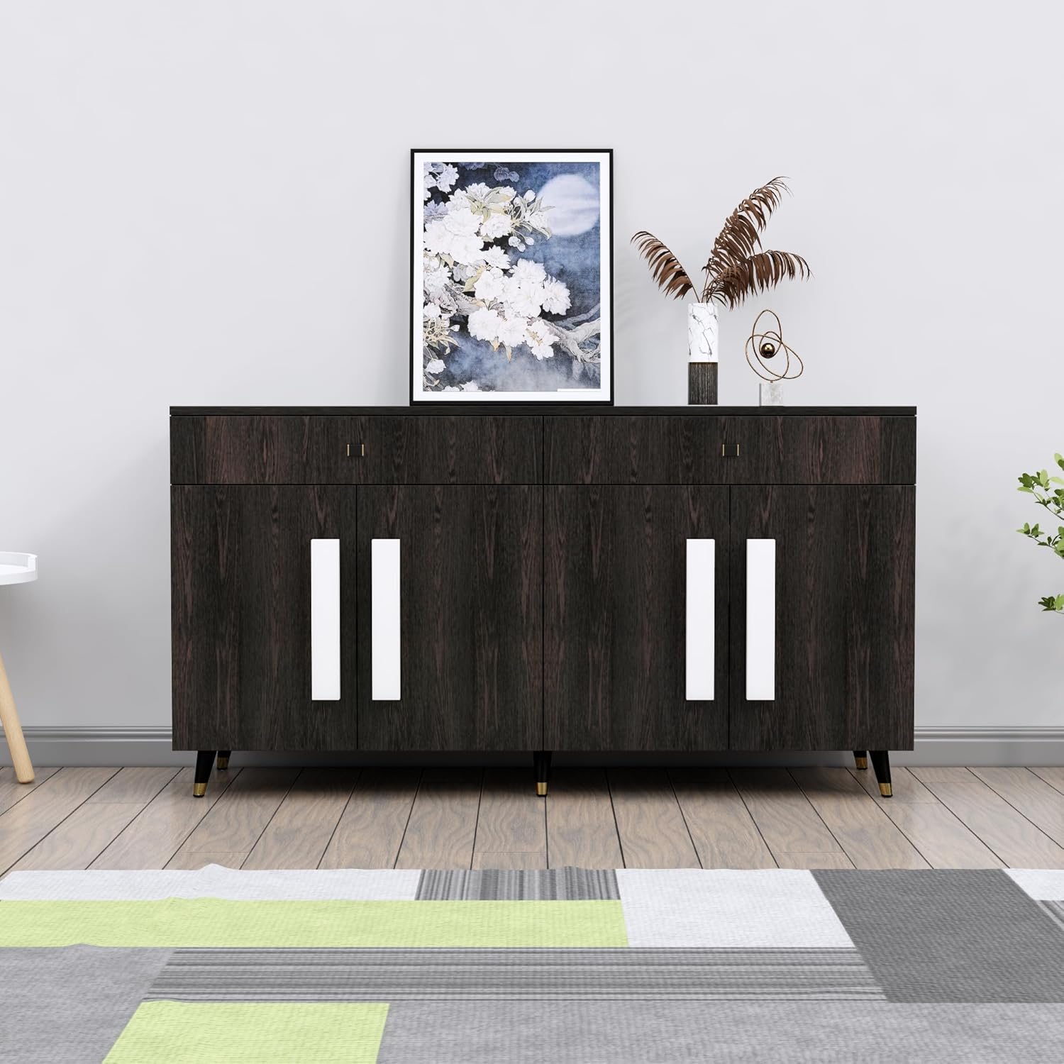 Multipurpose Storage Cabinet for Living Room, Kitchen, Office, Sideboard Cabinet with 2 Drawer and 4 Door Storage